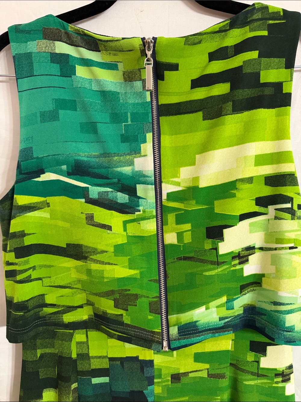 Frank Lyman Design Lime and Teal Pixel-Print Midi Dress - Picture 6 of 8